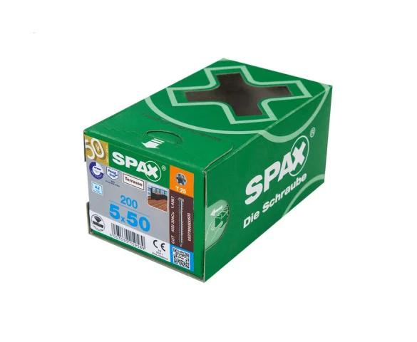 SPAX wkręty stal A2 5x50 srebrne (200 szt.)
