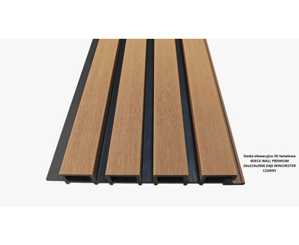 Deska elewacyjna 3D lamelowa 4DECK WALL PREMIUM 26x219x2900 DĄB WINCHESTER / CZARNY