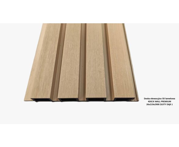 Deska elewacyjna 3D lamelowa 4DECK WALL PREMIUM 26x219x2900 ZŁOTY DĄB